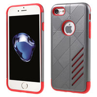 Rot grau metallic Hartschale TPU Hülle für iPhone 7 8 rot silber Hülle