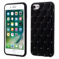 Schwarze Silikonhülle mit Diamanten iPhone 7 8 SE 2020 SE 2022 Glänzende Steine