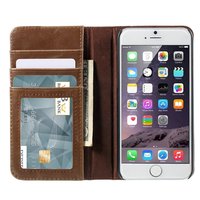 Leder Buch Bücherregal Hülle Buch iPhone 6 Plus 6s Plus braunes Kunstleder