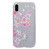 Pastellfarbene Blumenzweige transparente TPU iPhone X XS Hülle