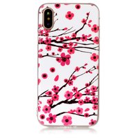 Fall iPhone X XS rote Zweige Blumen Frühling TPU weiss