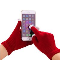 Winter Touchscreen Handschuhe burgunderrote Wolle