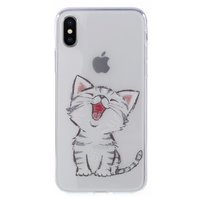 Transparente Abdeckung Katze iPhone X XS Hülle - Weiss Grau Transparent
