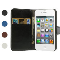 iPhone 4 4s Bücherregal Brieftasche Hülle Leder Brieftasche - Hellrosa