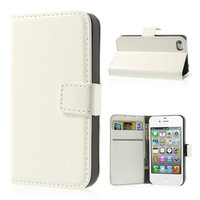iPhone 4 4s Bücherregal Brieftasche Hülle Leder Brieftasche - Weiss