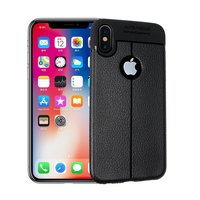 Litchi Grain Leder iPhone X XS TPU Hülle - Schwarz