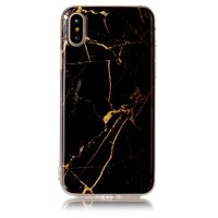 Marmortasche TPU Marmorabdeckung iPhone X XS - Schwarzes Gold