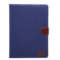 Denim Ledertasche drehbare Abdeckung iPad 2017 2018 - Blau Braun