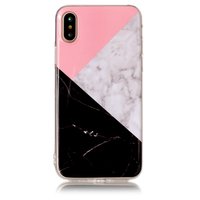Geometrische Flugzeuge Marmorhülle für iPhone X XS - Pink White Black