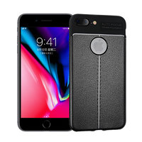 Litchi Grain Leder iPhone 7 Plus 8 Plus TPU Hülle - Schwarz