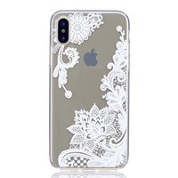 Durchscheinende florale Spitze iPhone X XS TPU Hülle - Weiss