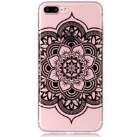 Klare Mandala Flower iPhone 7 Plus 8 Plus TPU Hülle - Schwarz