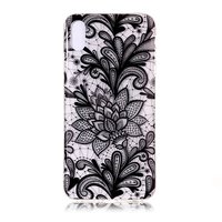 Transparente Blume TPU Hülle iPhone XR - Schwarz