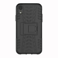 Stossfeste Autoreifentasche TPU iPhone XR Hülle mit Ständer - Schwarz