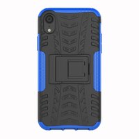 Stossfeste Autoreifentasche TPU iPhone XR Hülle mit Ständer - Blau