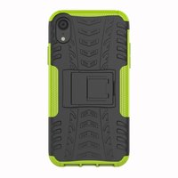 Stossfeste Autoreifentasche TPU iPhone XR Hülle mit Ständer - Grün