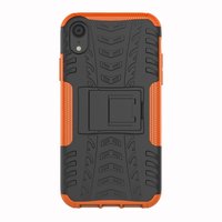 Stossfeste Autoreifentasche TPU iPhone XR Hülle mit Ständer - Orange