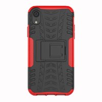 Stossfeste Autoreifentasche TPU iPhone XR Hülle mit Ständer - Rot