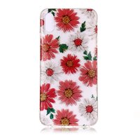 Glitter Blumen TPU iPhone XS Max Hülle - Rot Weiss