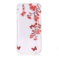 Blumenzweig mit Schmetterlingen Flexible TPU-Hülle für iPhone XS Max - Rot