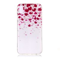 Flexible TPU Herzen und Blumen Hülle für iPhone XS Max - Pink Red