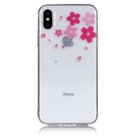 Glatte transparente TPU Hülle Blumen iPhone X XS - Pink