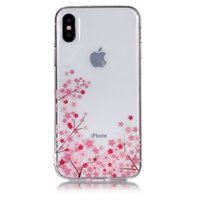 Klare flexible TPU Hülle Kleine Blumen iPhone X XS - Pink