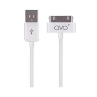 AVO + Ladekabel Pin an USB iPhone 4 4s iPod Touch 4 iPad 4 - Weiss