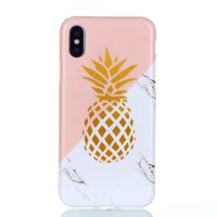 Flexible Hülle Gold Ananas Marmor Gold Marmor iPhone X XS - Pink Weiß