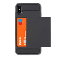Geheime Kartenhalterhülle für iPhone XS Max Hardcase Wallet Wallet - Schwarz