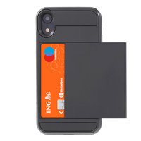 Geheime Kartenhalter Hülle für iPhone XR Hard Case Brieftasche Brieftasche - Schwarz