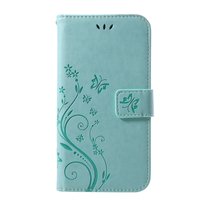 Schmetterling Brieftasche Kunstleder Hülle iPhone XR TPU Hülle - Cyan