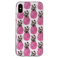 Rosa Ananas TPU Hülle für iPhone X XS Abdeckung - Weisse Hülle