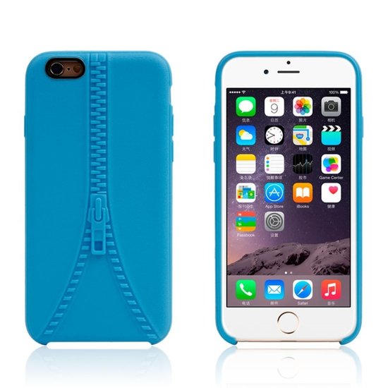 Robuste Hülle mit nachgeahmtem Reissverschluss iPhone 6 6s Blaue Silikonhülle