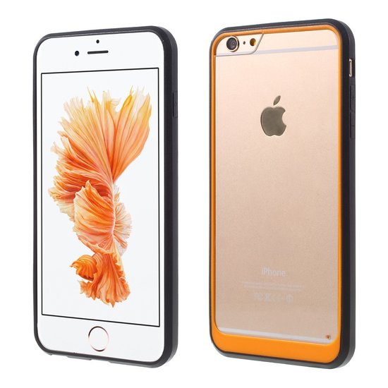 Hybrid stossfeste Hülle iPhone 6 6s Schwarz Orange Transparent