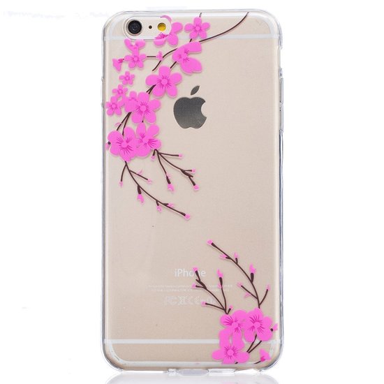 Klare rosa Flower Branch Silikon iPhone 6 6s Hülle Hülle