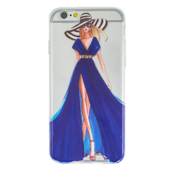 Mädchen Kleid elegante iPhone 6 6s TPU Hülle - Blaue Streifen - Transparent
